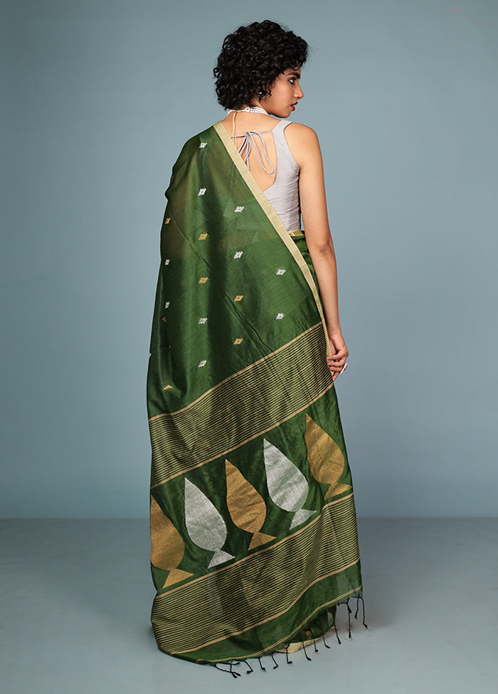 Green Matka Silk Saree With Blouse Piece