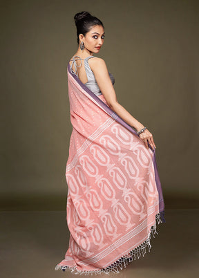 Peach Matka Silk Saree With Blouse Piece