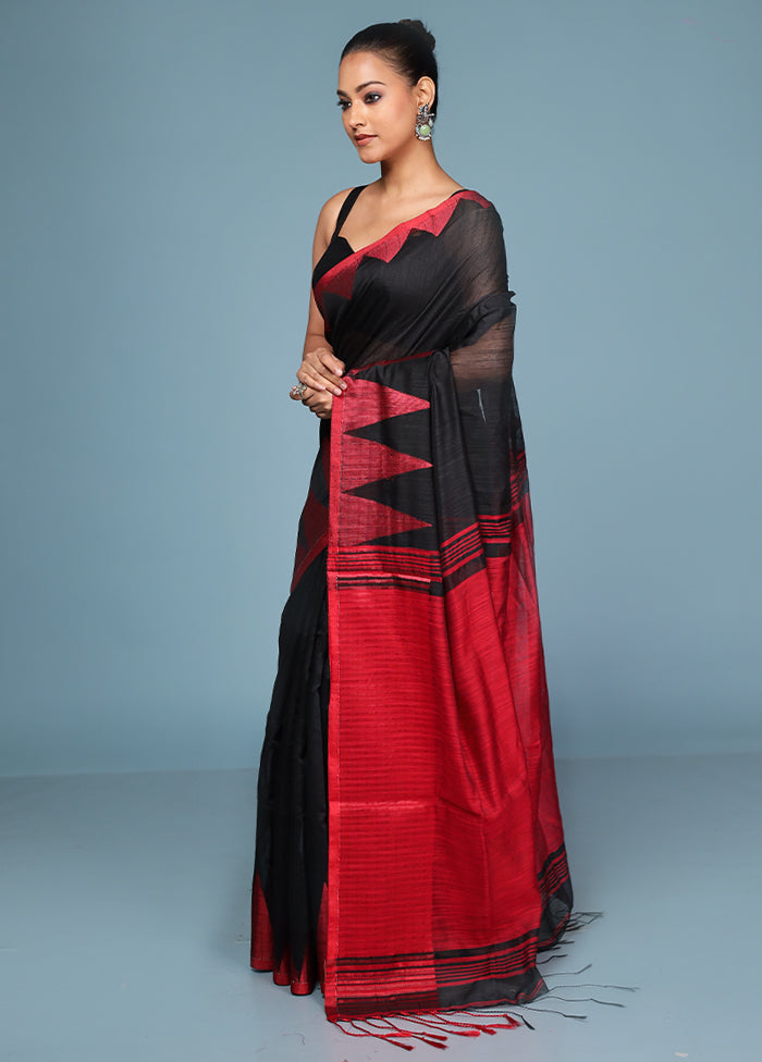 Black Cotton Saree With Blouse Piece