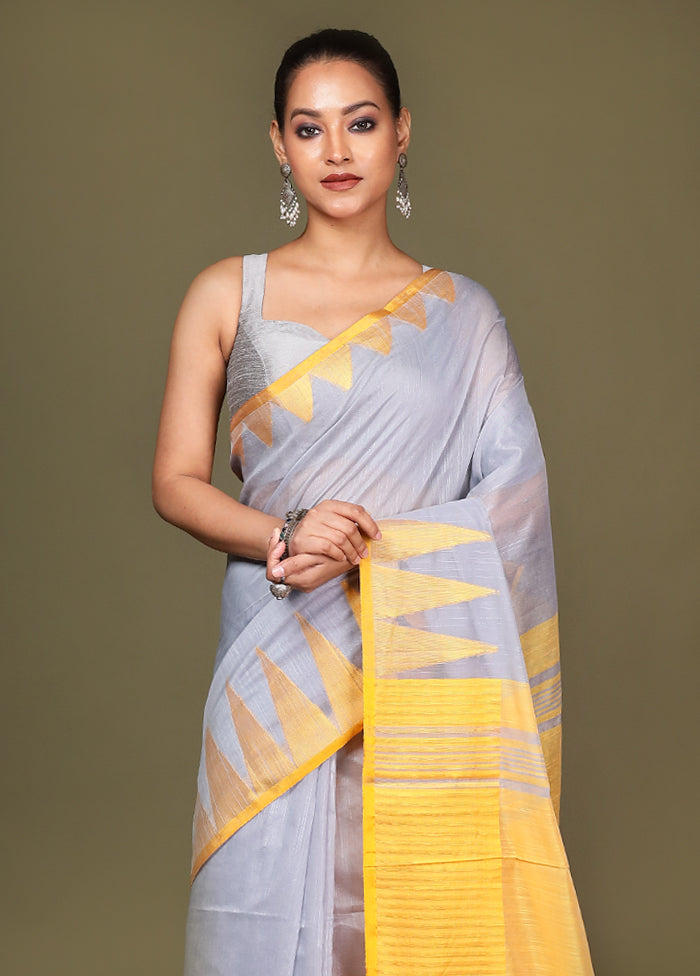 Grey Cotton Saree With Blouse Piece