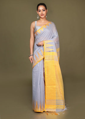 Grey Cotton Saree With Blouse Piece