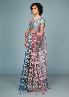 Green Organza Saree Without Blouse Piece