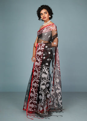 Black Organza Saree Without Blouse Piece