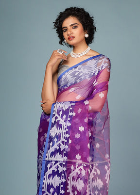 Purple Organza Saree Without Blouse Piece