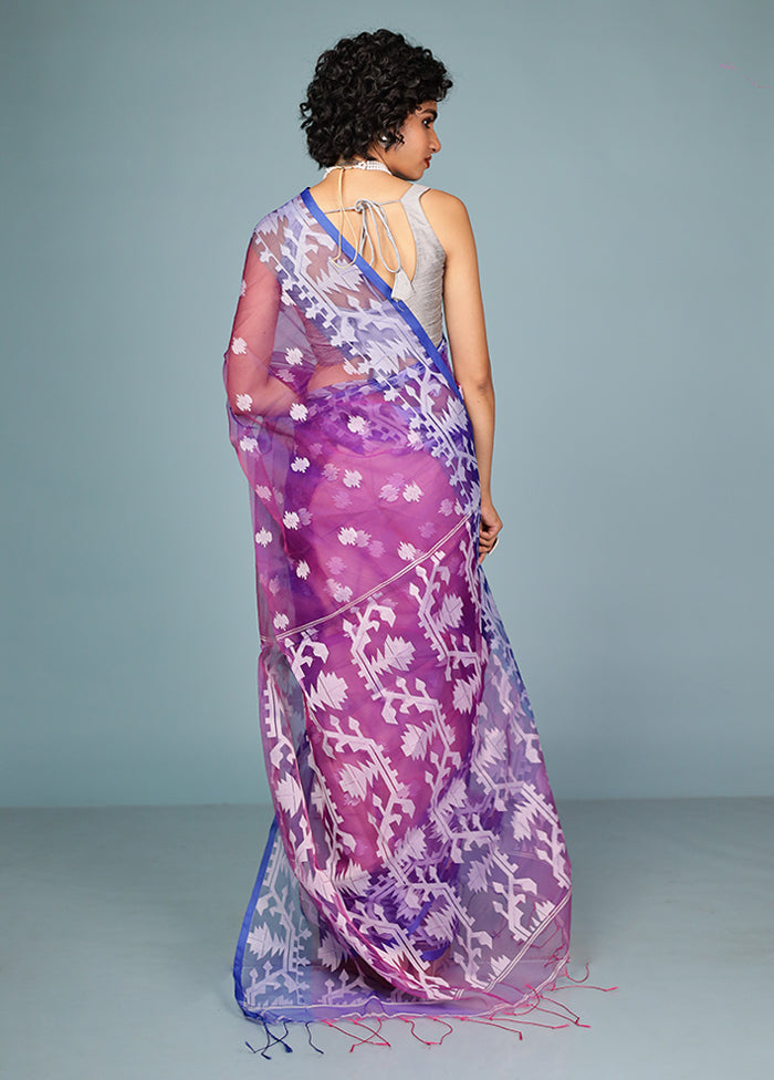 Purple Organza Saree Without Blouse Piece