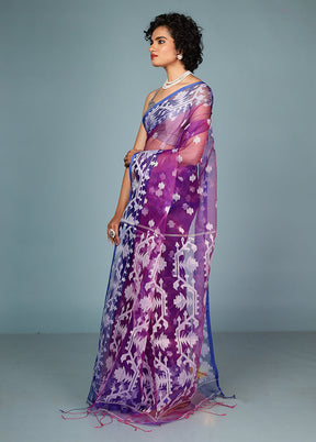 Purple Organza Saree Without Blouse Piece