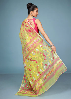 Green Tant Cotton Saree Without Blouse Piece