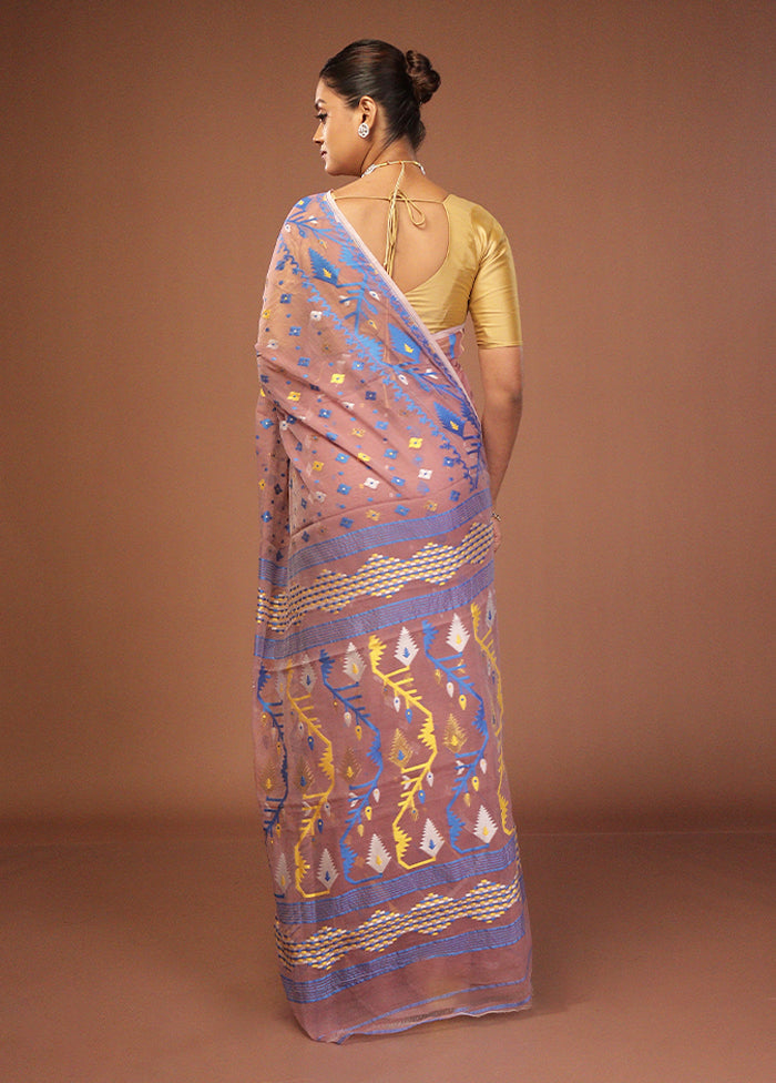 Pink Jamdani Cotton Saree Without Blouse Piece