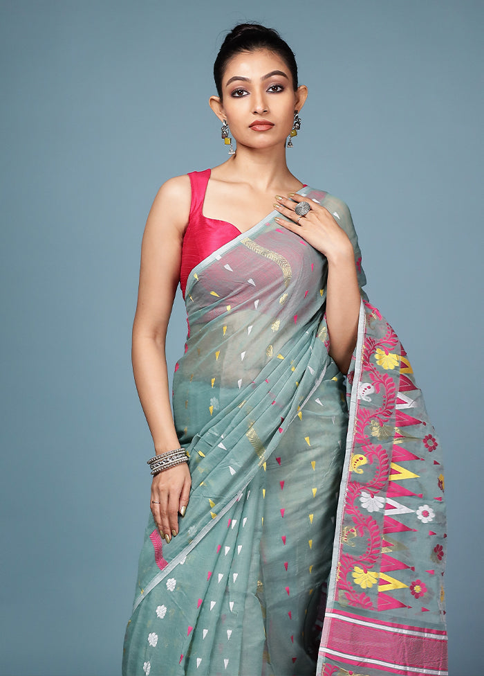Green Tant Cotton Saree Without Blouse Piece