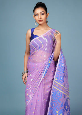 Purple Tant Cotton Saree Without Blouse Piece
