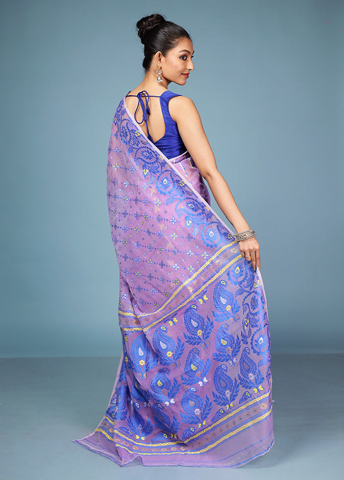 Purple Tant Cotton Saree Without Blouse Piece