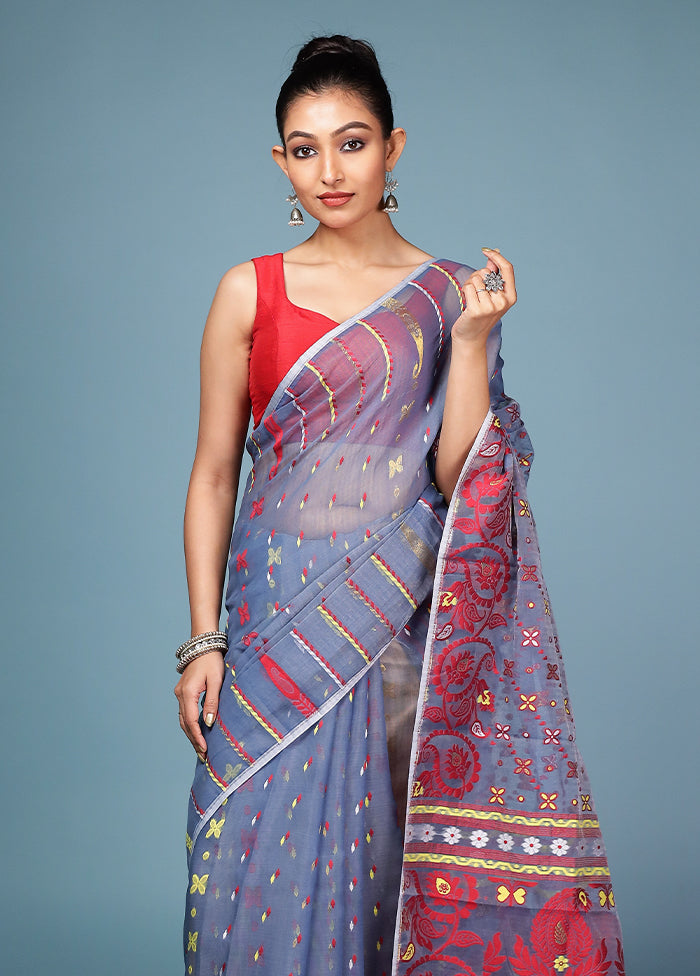 Grey Tant Cotton Saree Without Blouse Piece