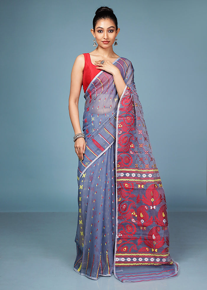 Grey Tant Cotton Saree Without Blouse Piece