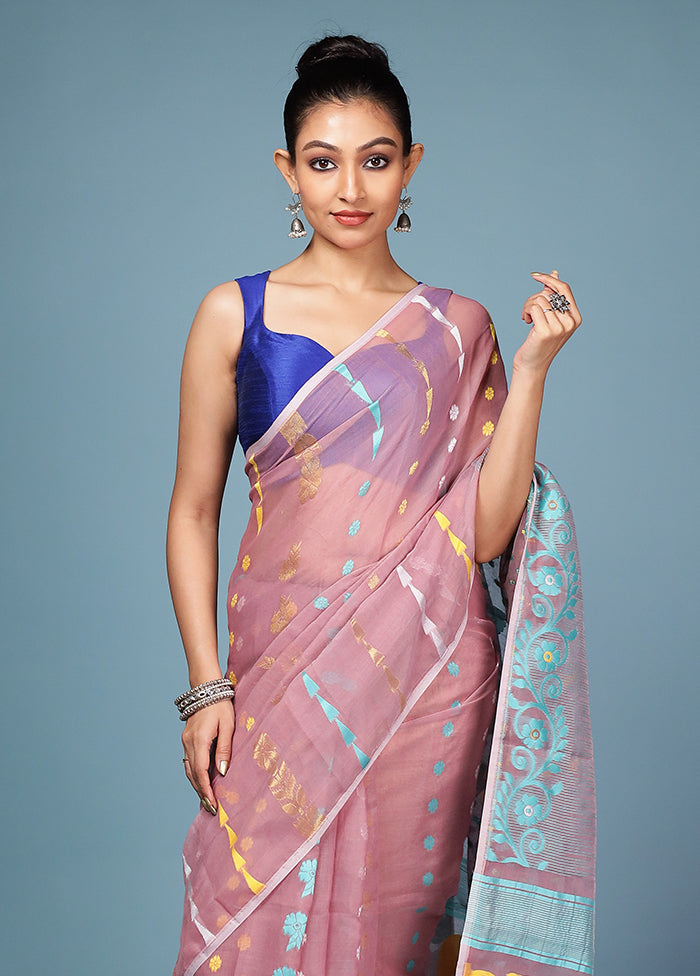 Pink Tant Cotton Saree Without Blouse Piece