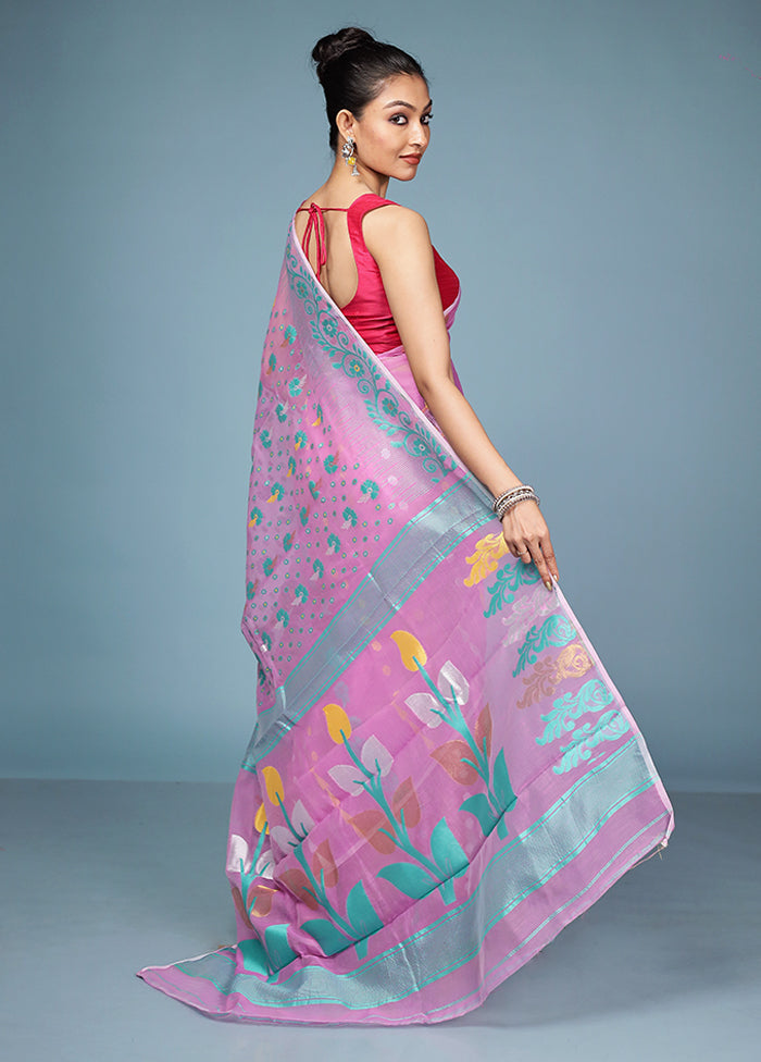 Pink Tant Cotton Saree Without Blouse Piece