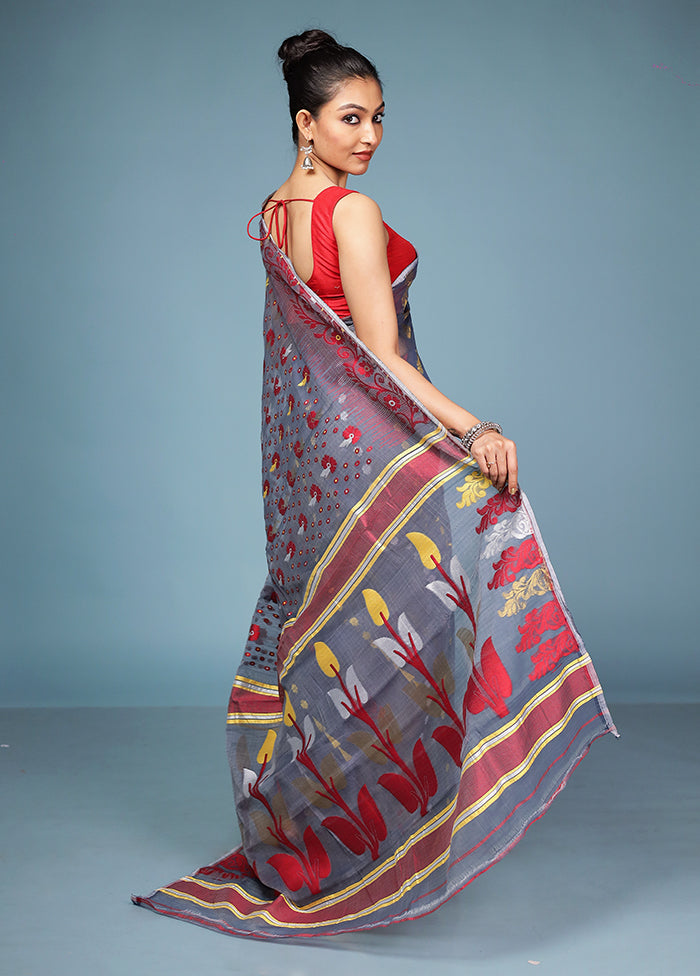 Grey Tant Cotton Saree Without Blouse Piece