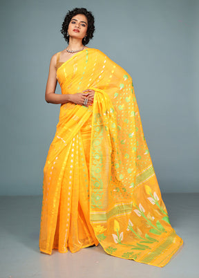 Orange Tant Jamdani Saree Without Blouse Piece