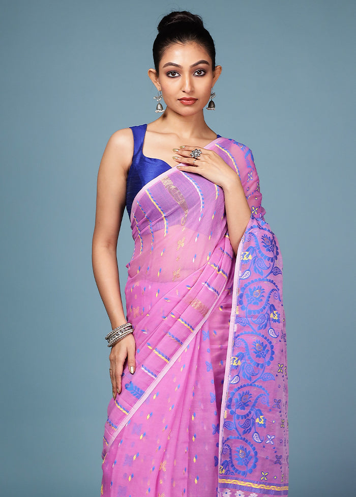 Pink Tant Cotton Saree Without Blouse Piece