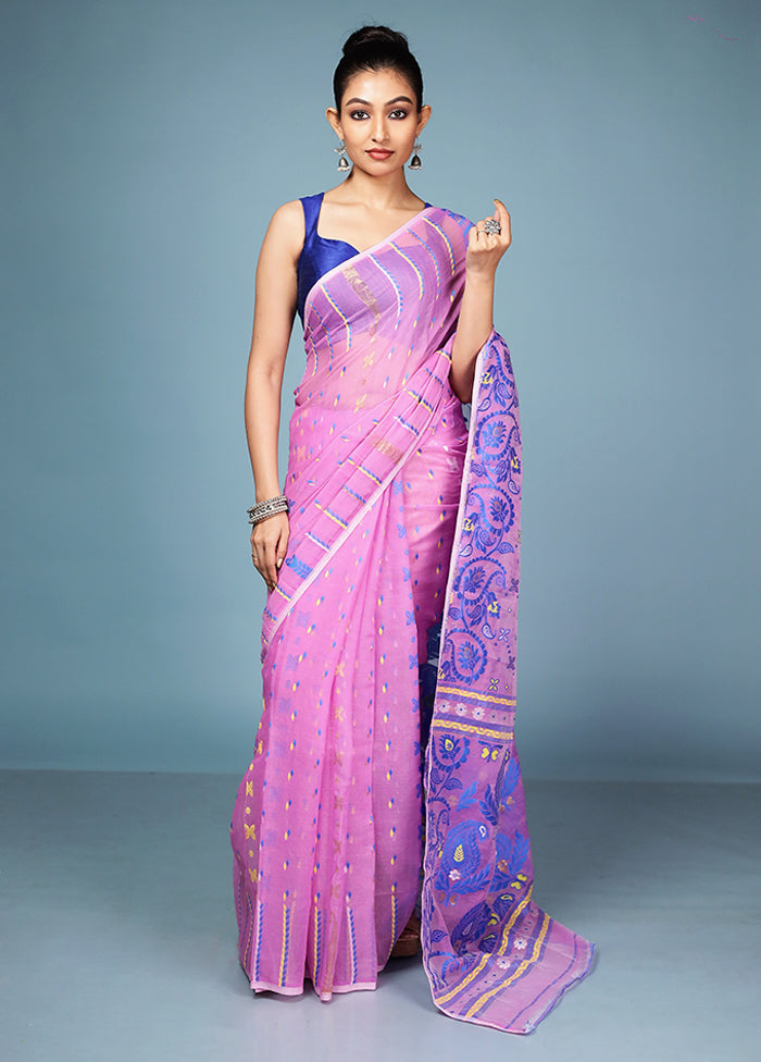 Pink Tant Cotton Saree Without Blouse Piece