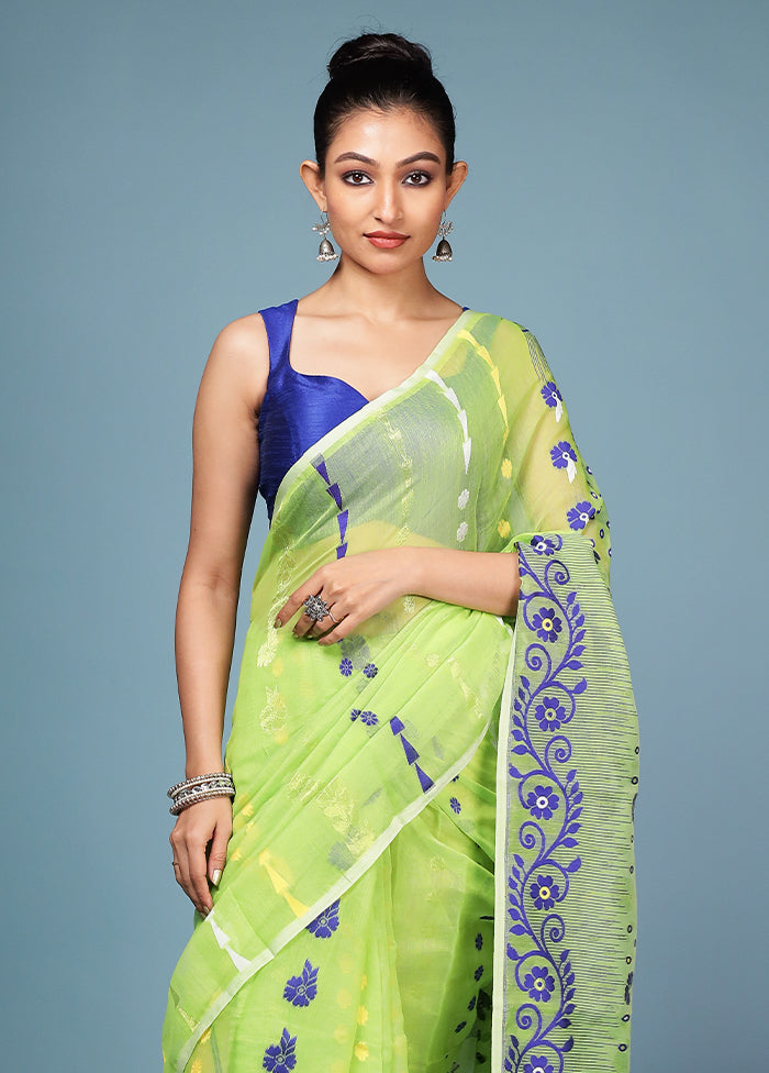 Green Tant Cotton Saree Without Blouse Piece