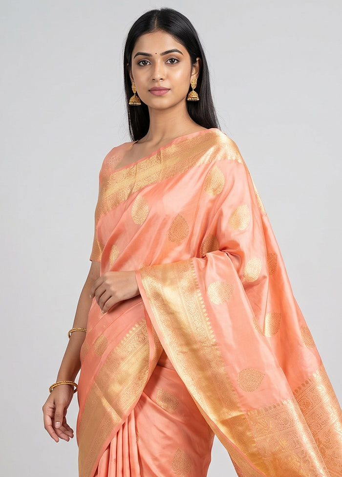 Pink Handloom Katan Pure Silk Saree With Blouse Piece