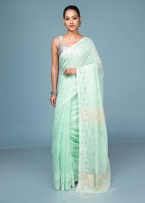 Green Matka Silk Saree With Blouse Piece