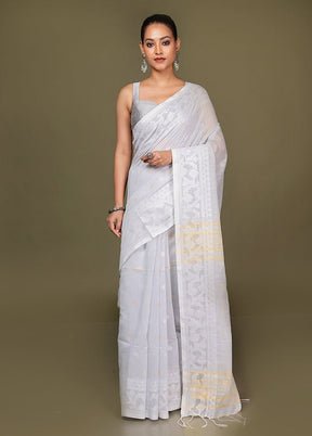 Grey Matka Silk Saree With Blouse Piece