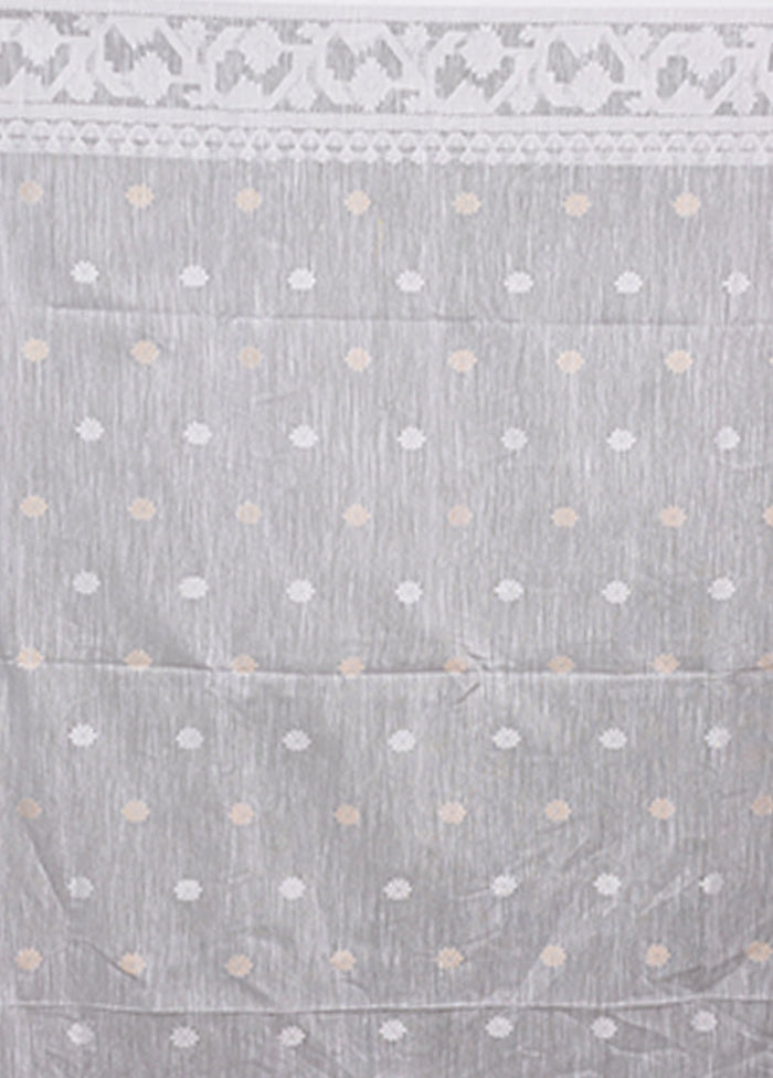 Grey Matka Silk Saree With Blouse Piece