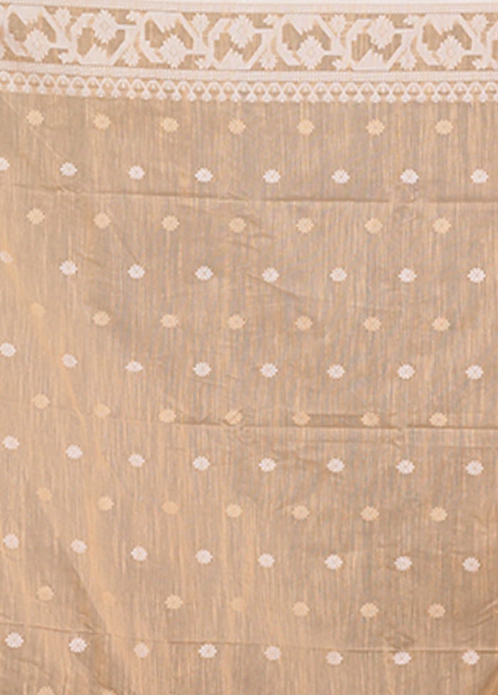 Cream Matka Silk Saree With Blouse Piece