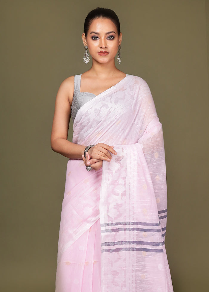 Pink Matka Silk Saree With Blouse Piece