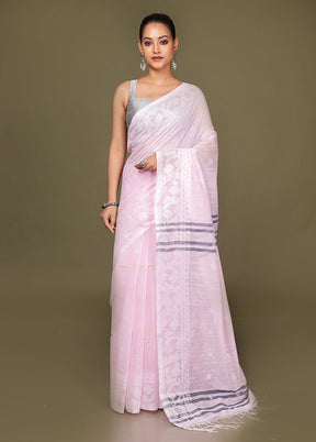 Pink Matka Silk Saree With Blouse Piece