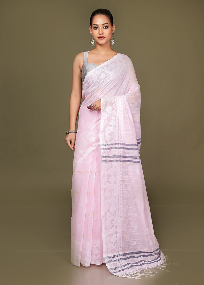 Pink Matka Silk Saree With Blouse Piece