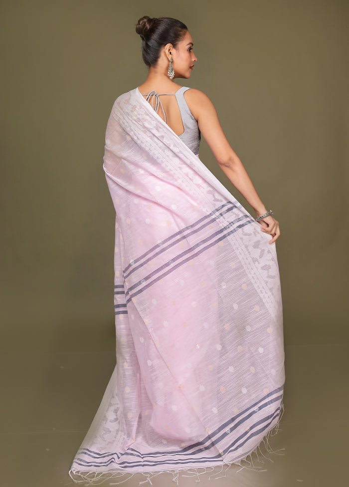 Pink Matka Silk Saree With Blouse Piece