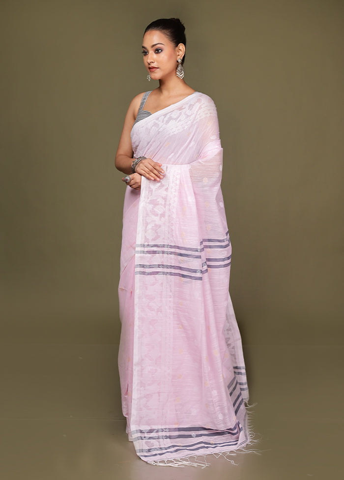 Pink Matka Silk Saree With Blouse Piece