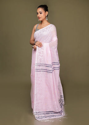 Pink Matka Silk Saree With Blouse Piece