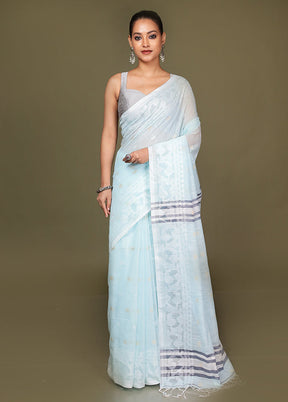 Blue Matka Silk Saree With Blouse Piece