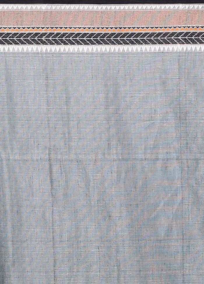 Grey Tussar Silk Saree With Blouse Piece