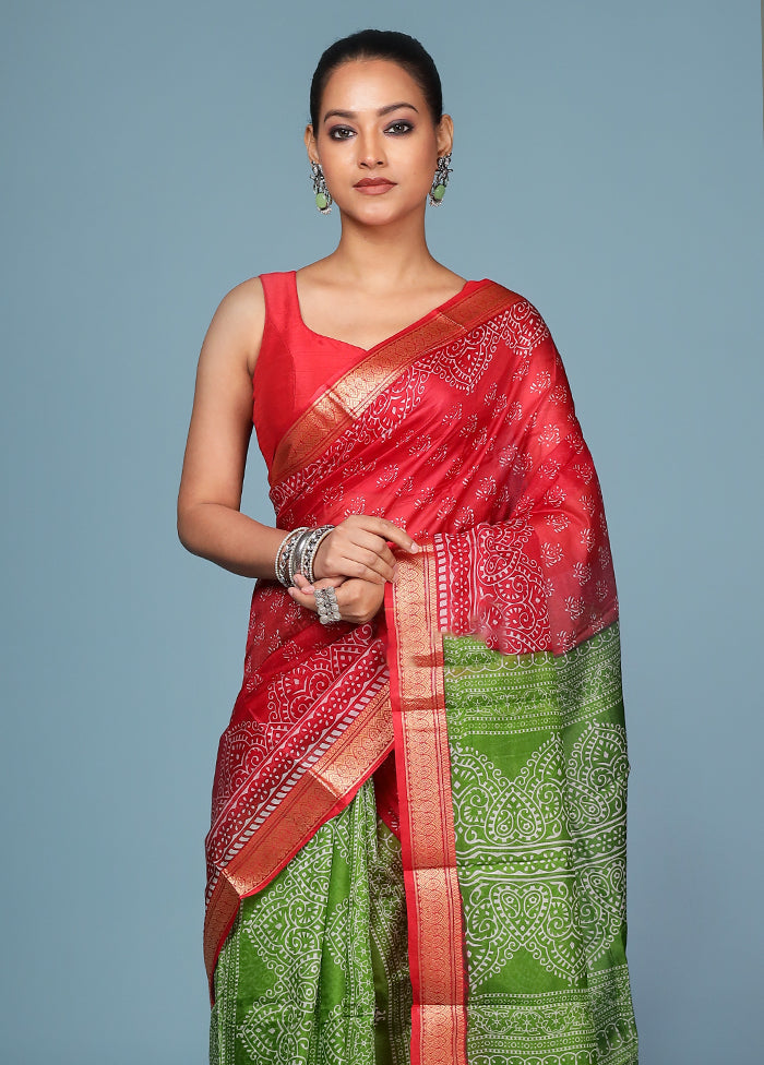 Maroon Printed Pure Silk Saree Without Blouse Piece