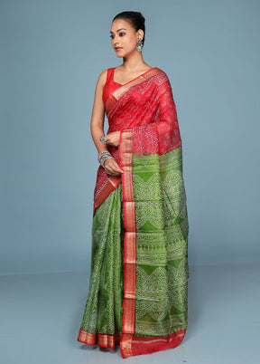 Maroon Printed Pure Silk Saree Without Blouse Piece