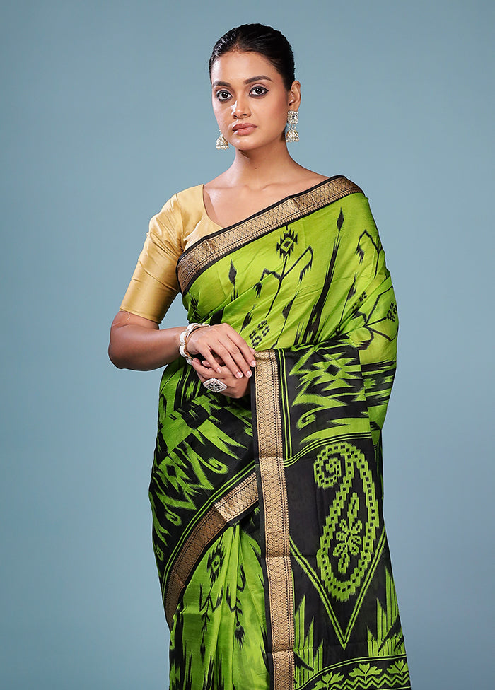 Black Printed Pure Silk Saree Without Blouse Piece