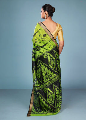 Black Printed Pure Silk Saree Without Blouse Piece