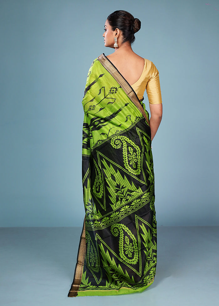Black Printed Pure Silk Saree Without Blouse Piece
