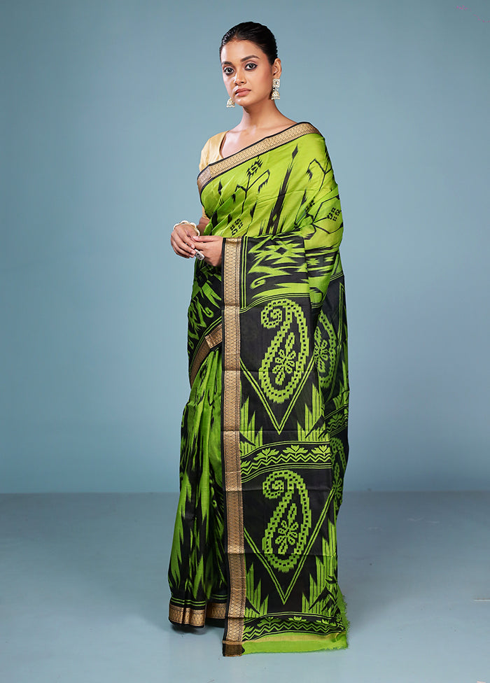 Black Printed Pure Silk Saree Without Blouse Piece
