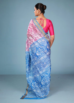 Pink Printed Pure Silk Saree Without Blouse Piece