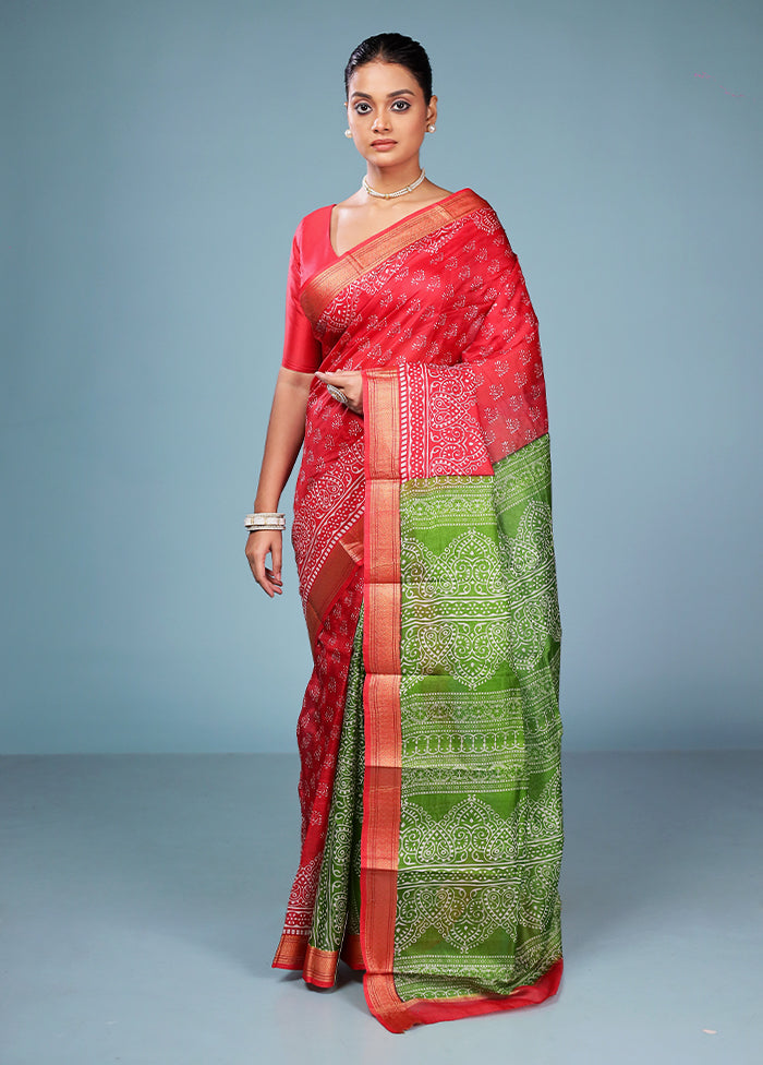 Maroon Printed Pure Silk Saree Without Blouse Piece
