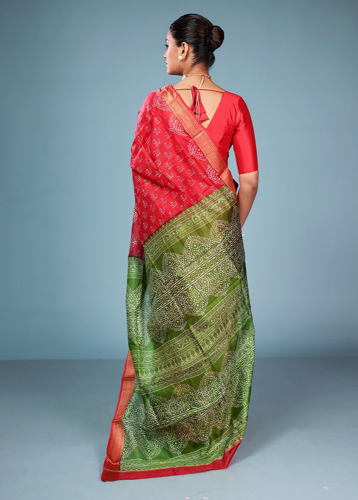 Maroon Printed Pure Silk Saree Without Blouse Piece