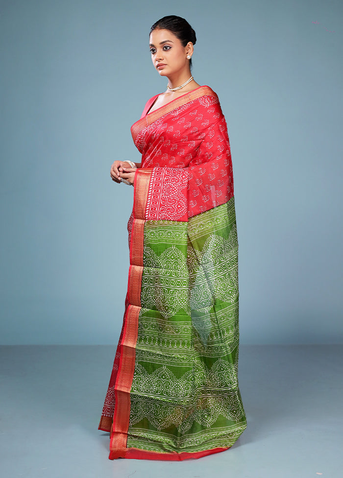 Maroon Printed Pure Silk Saree Without Blouse Piece