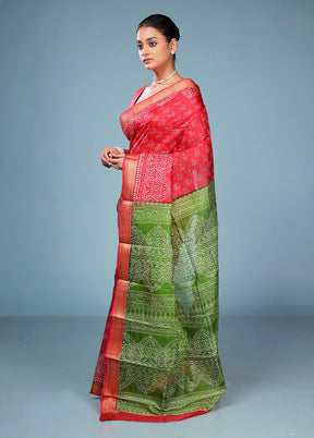 Maroon Printed Pure Silk Saree Without Blouse Piece