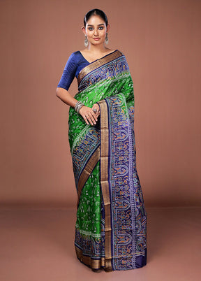 Green Printed Pure Silk Saree Without Blouse Piece