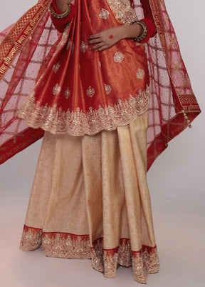 Cream Handloom Kanchipuram Pure Silk Saree With Blouse Piece
